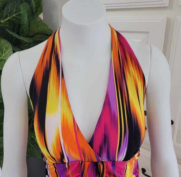 Fire Colors Halter Maxi Dress Size XL - Picture 3 of 5